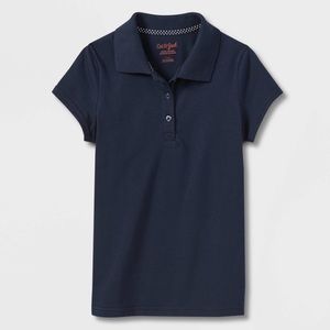 NWT Girls' Short Sleeve Navy Blue Jersey Uniform Polo Shirt